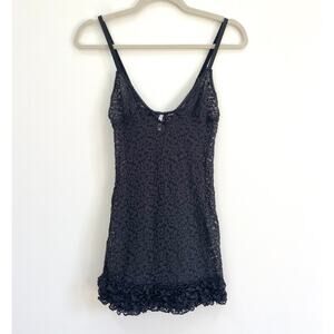 Vintage Victoria's Secret Sexy Little Things Slip Babydoll Dress Black Lace S